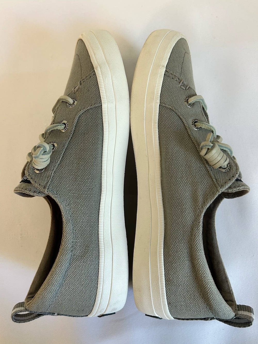 Sperry Top-Sider Women's Light Gray Canvas Lace-Up Boat Shoes Sneakers Sz 6 - Picture 6 of 9